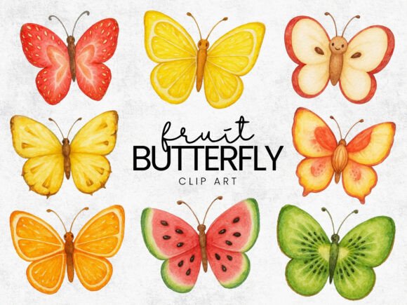 Download Fruit Inspired Butterflies Clipart PNG - Inspired Collection